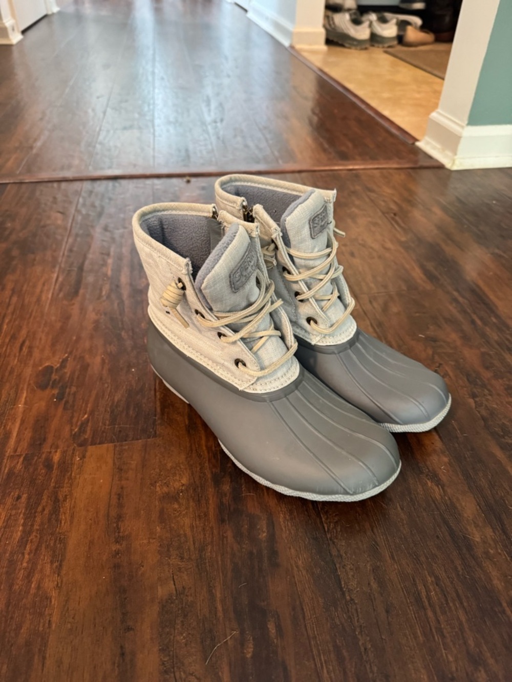 Sperry Gray and Light Gray Waterproof Duck Boots